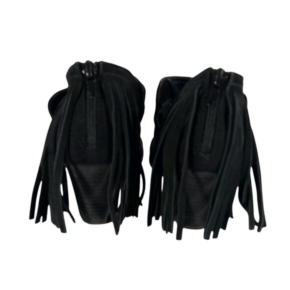 NWOT-1 SHOW! CARLOS SANTANA! BLACK GENUINE SUEDE LEATHER FRINGED BOOTIES! SZ 7M - Picture 8 of 10